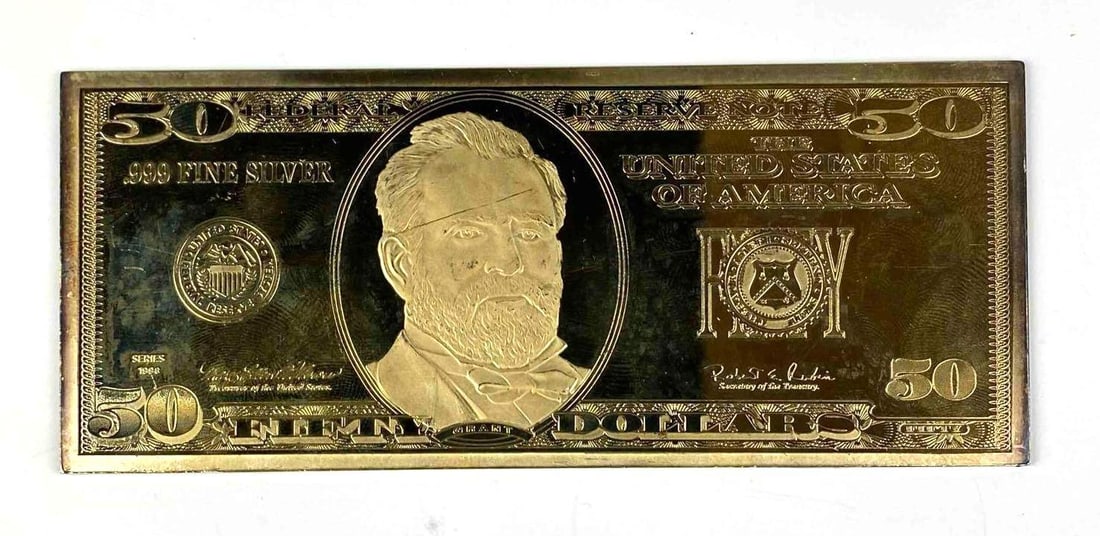 1998 The Washington Mint $50 3.98 oz .999 Silver Proof Certificate: 1998 The Washington Mint $50 3.98 oz .999 Silver Proof Certificate