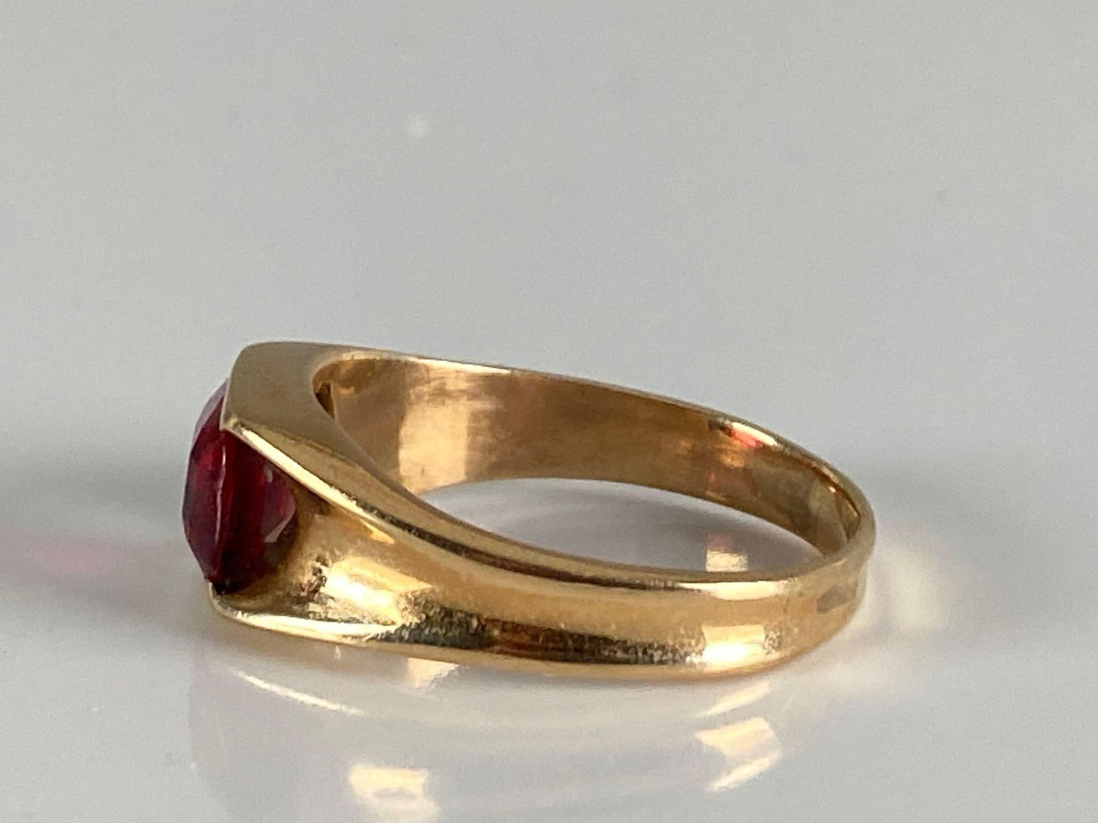 Signed 10K Yellow Gold Garnet Ring - 2