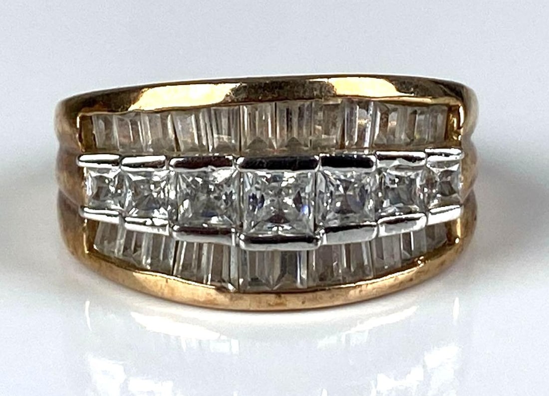 Gold Plated Sterling Silver CZ Ring: Size 9