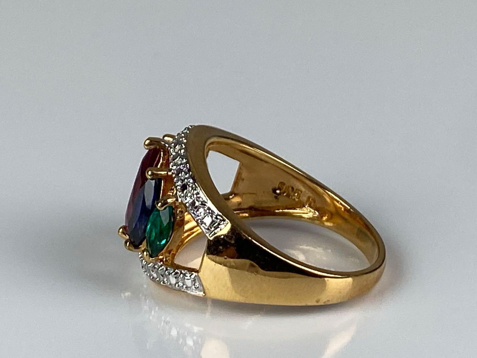 Gold Plated Sterling Silver Multi-Gem Ring - 2