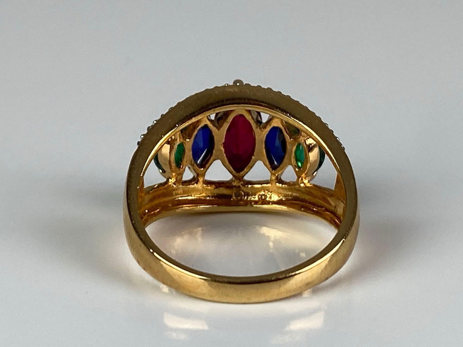 Gold Plated Sterling Silver Multi-Gem Ring - 3