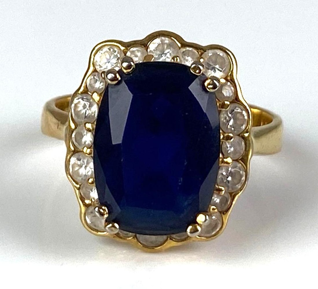 Signed Gold Plated Sterling Silver CZ Ring: size 9