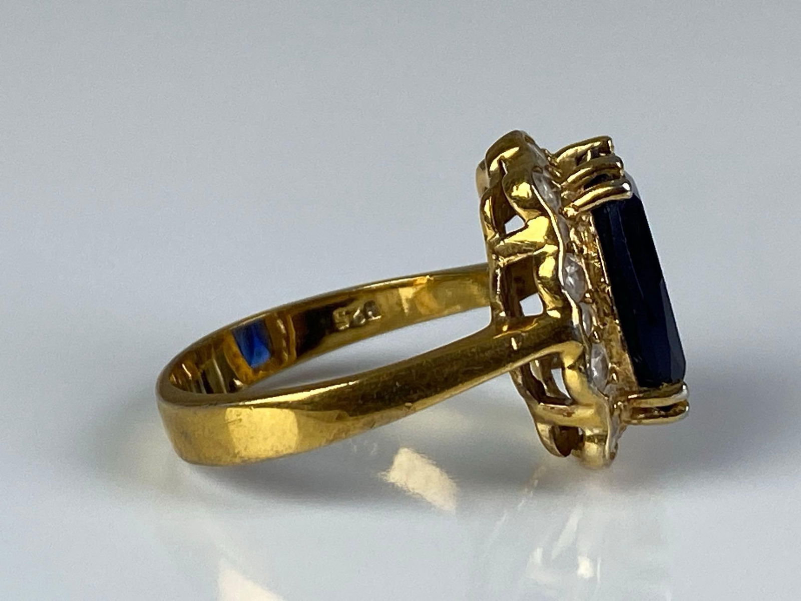 Signed Gold Plated Sterling Silver CZ Ring - 4