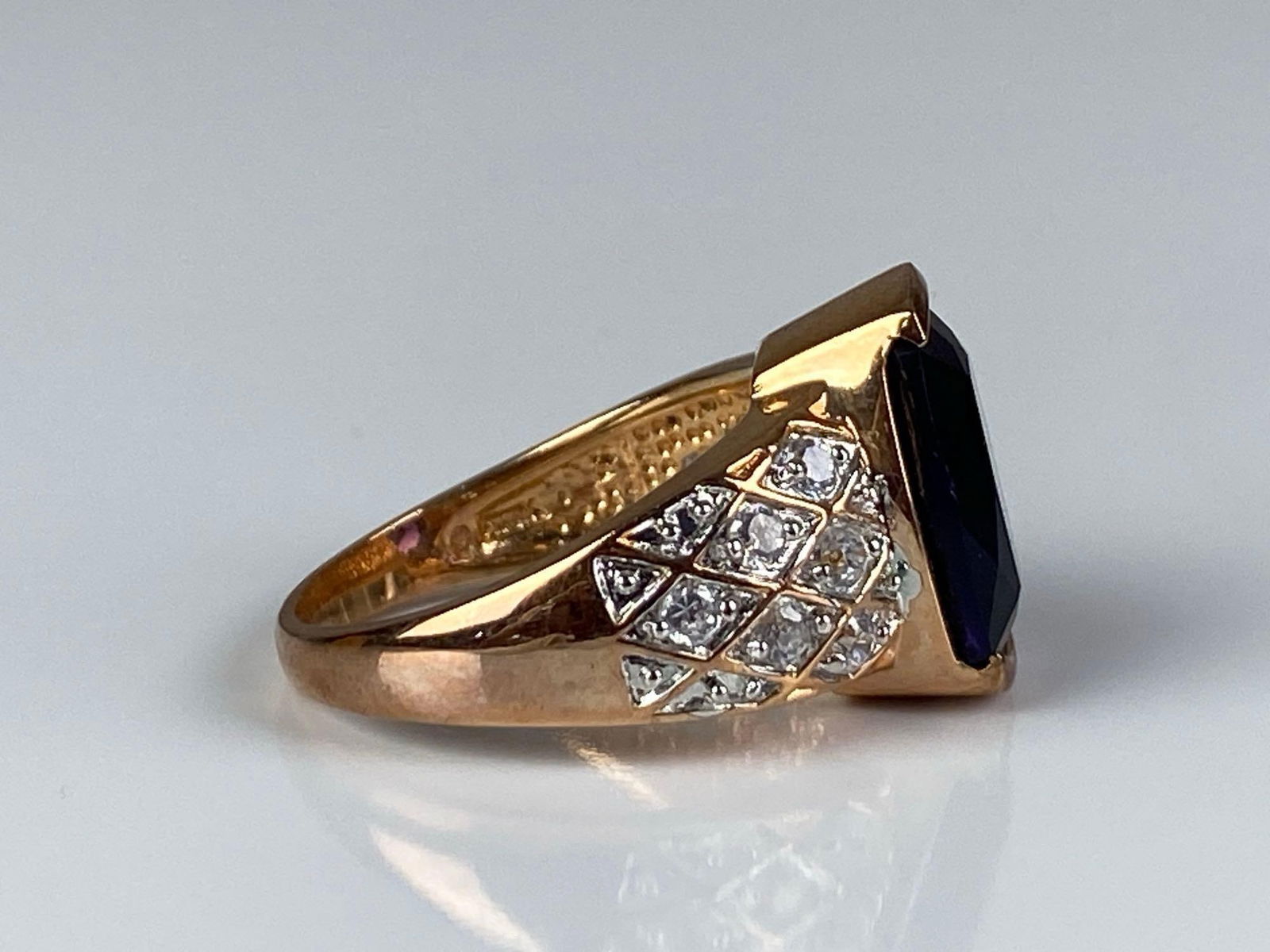 Signed Gold Plates Sterling Silver CZ Ring - 4