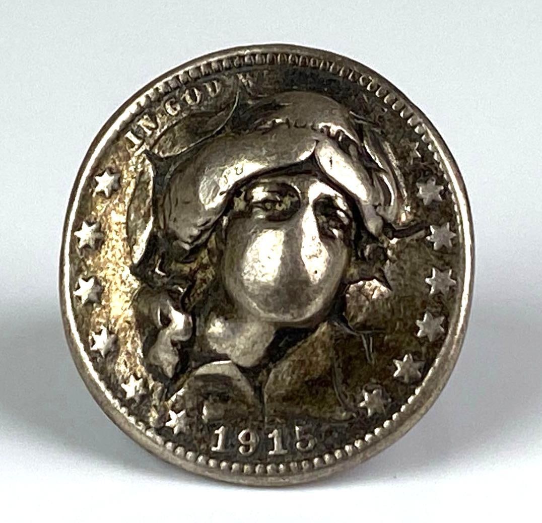 Sterling Silver 1915 Relief Coin Ring: Size 6 1/2