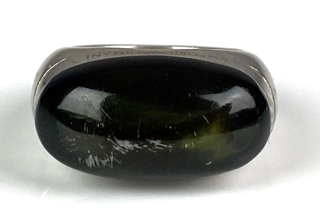 Emporio Armani Sterling Silver Black Green Stone Ring: size 6 1/2