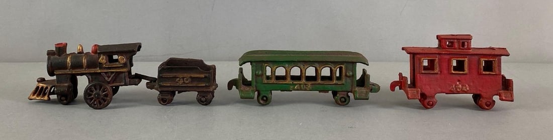 Group of Reproduction Cast Iron Train Cars and Steam Locomotive (1 of 4)