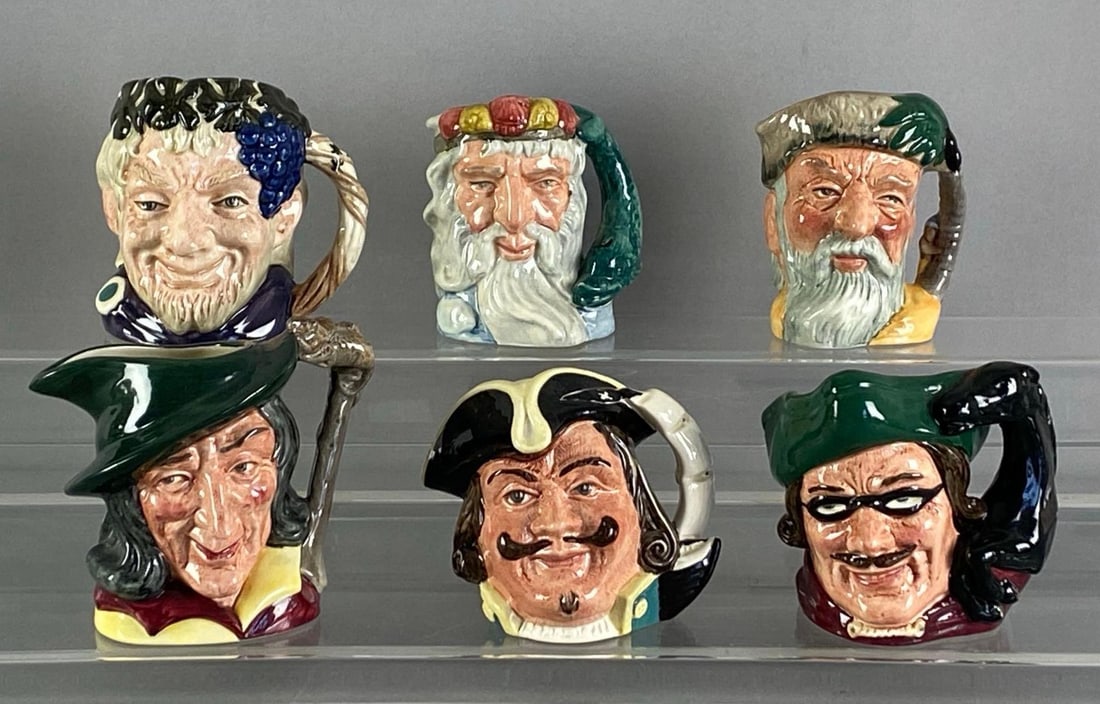 Group of 6 Vintage Royal Doulton Miniature Porcelain Character Mugs (1 of 3)