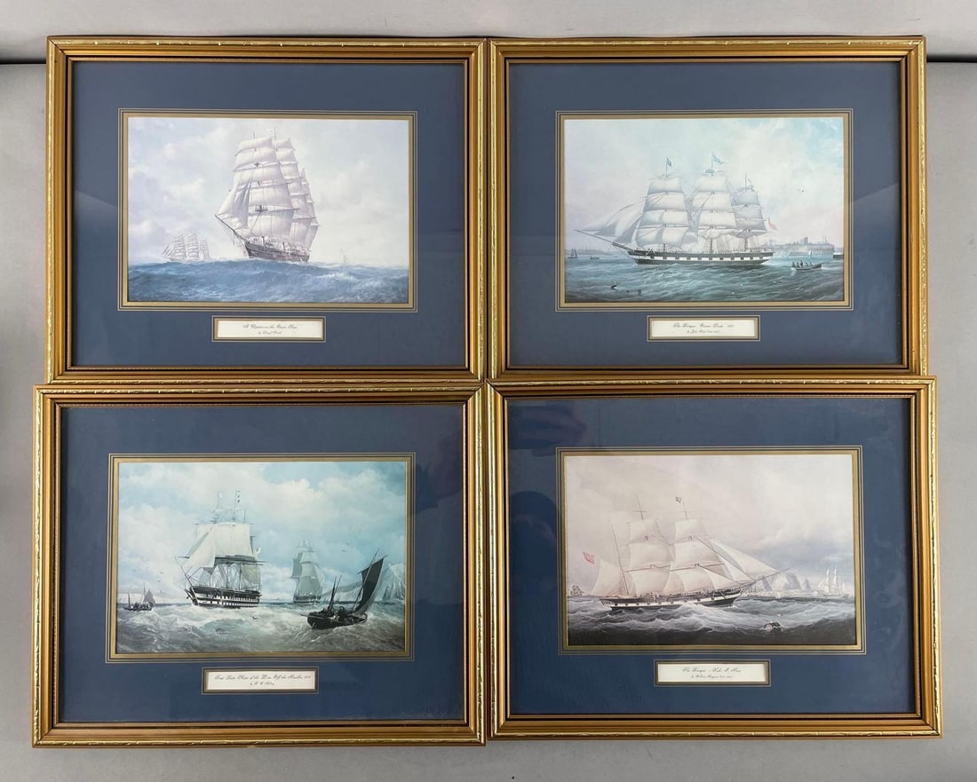 Group of Clipper Ship Lithographs: Artist and title on each, matching frames measure 12" x 16"