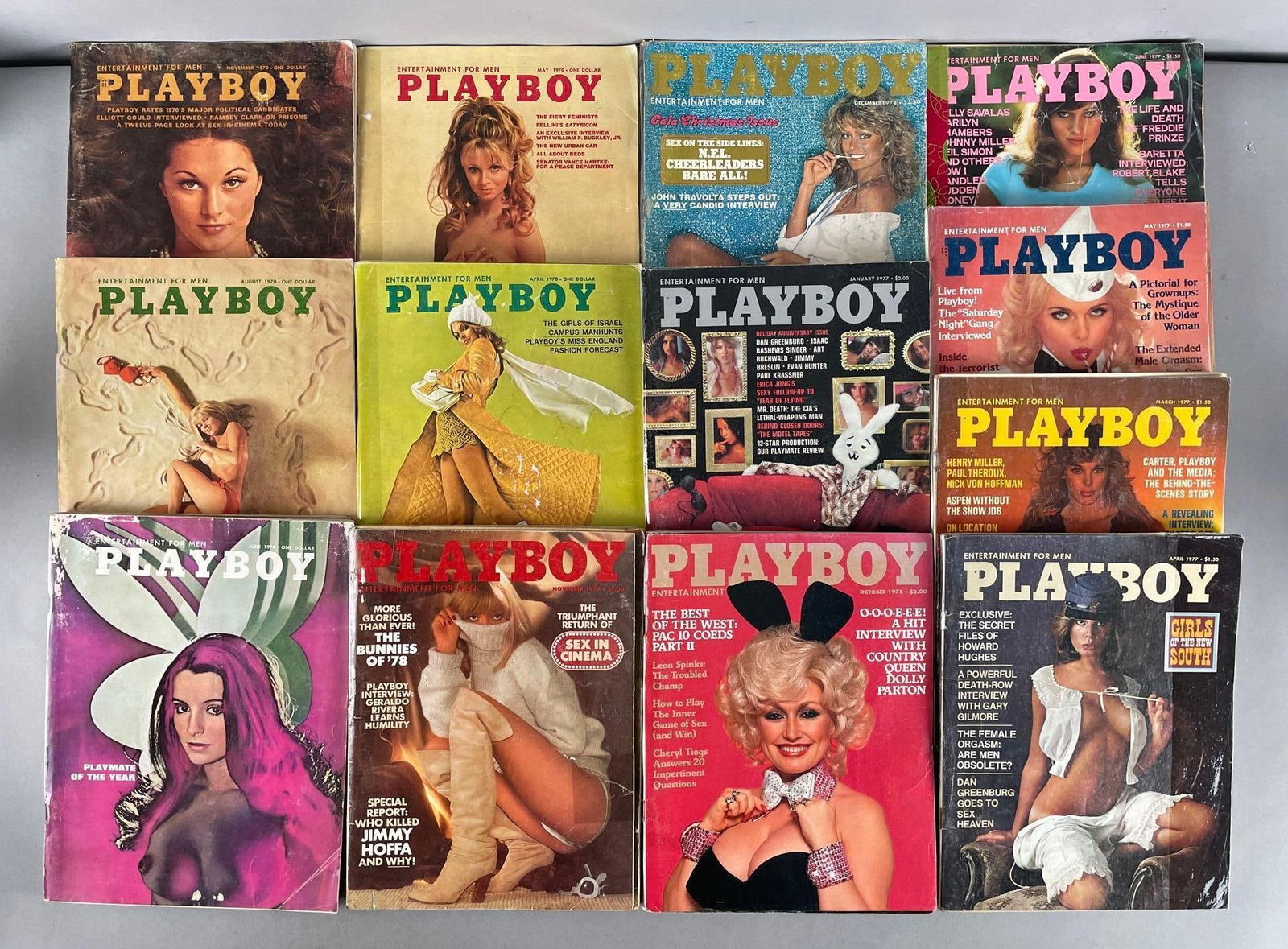 Group of 1970s Playboy Magazines: Some covers taped