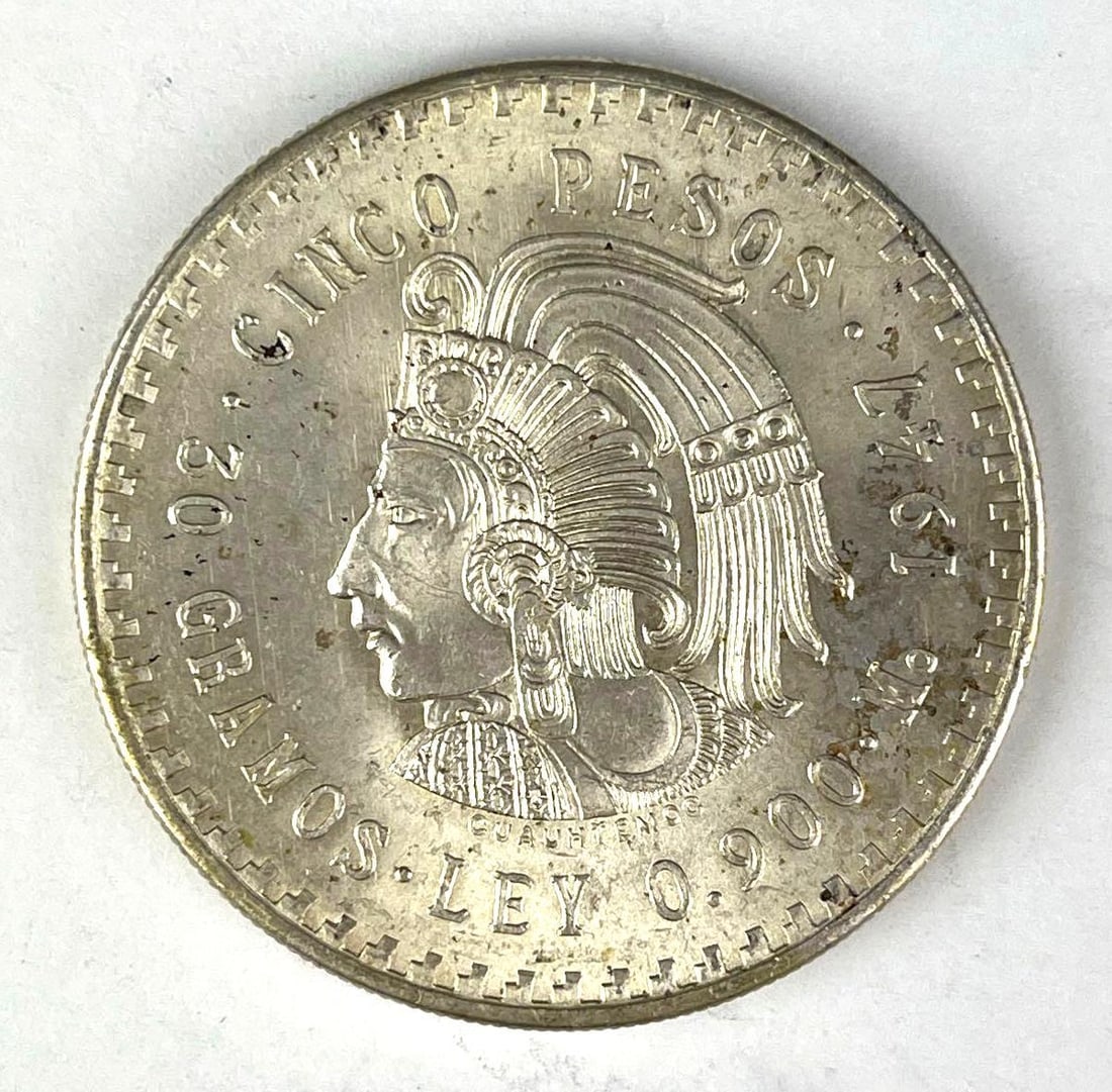 1947 Mexico 5 Peso Cuauhtemoc 30 Grams 999 Silver coin (1 of 2)