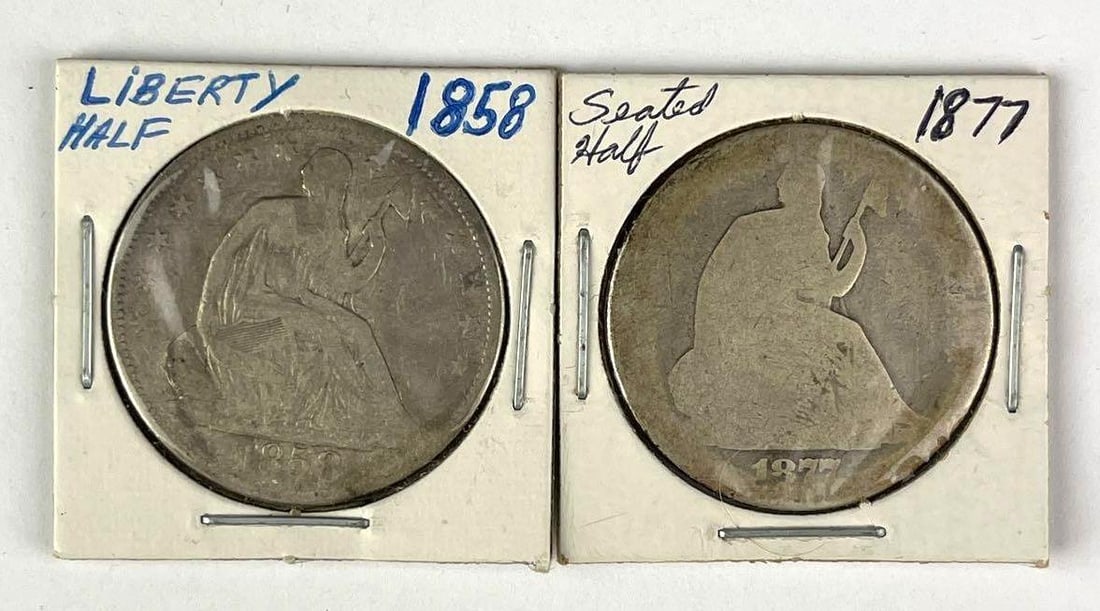 Group of 2 US Seated Liberty Half Dollars (1 of 2)