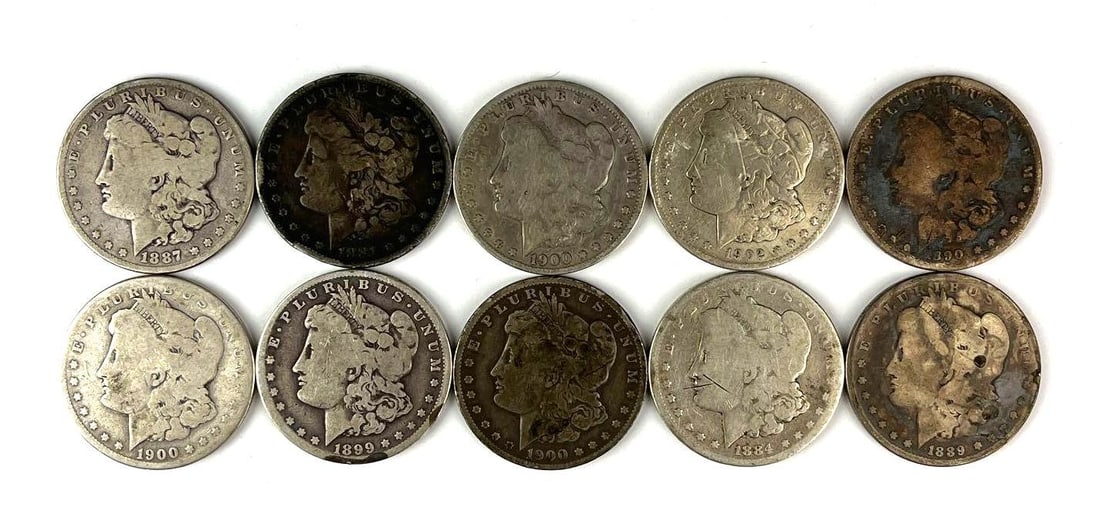 Group of 10 US Morgan Silver Dollars (1 of 2)