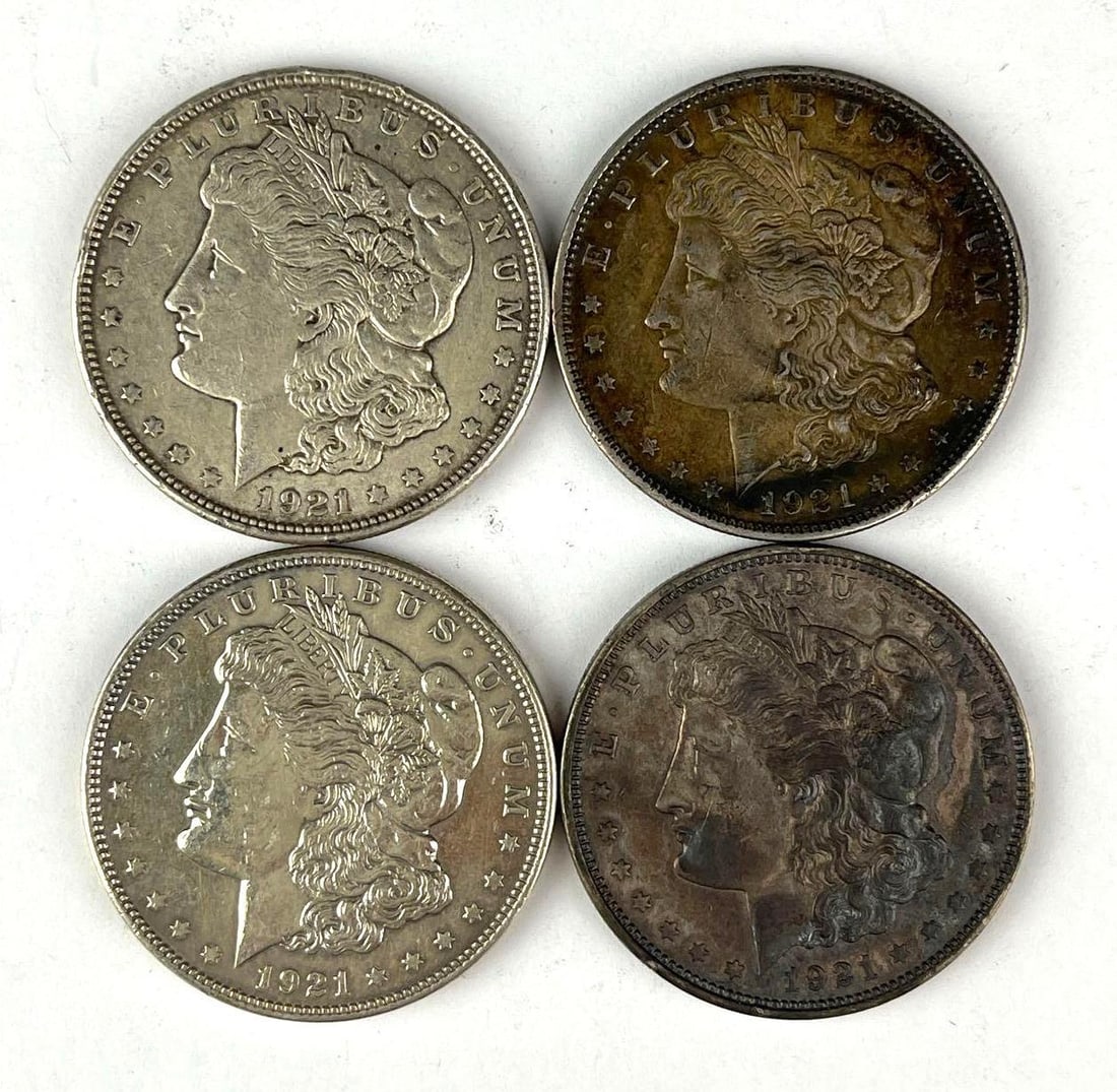 Group of 4 1921 US Morgan Silver Dollars (1 of 2)