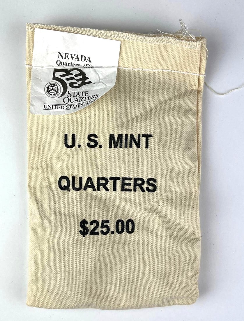 US Mint $25 Nevada D Quarters in Original Canvas Bag: US Mint $25 Nevada D Quarters in Original Canvas Bag