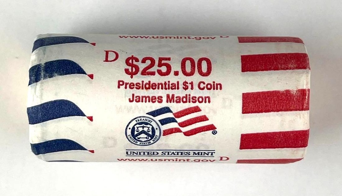 $25 Roll of James Madison Presidential Dollars: $25 Roll of James Madison Presidential Dollars