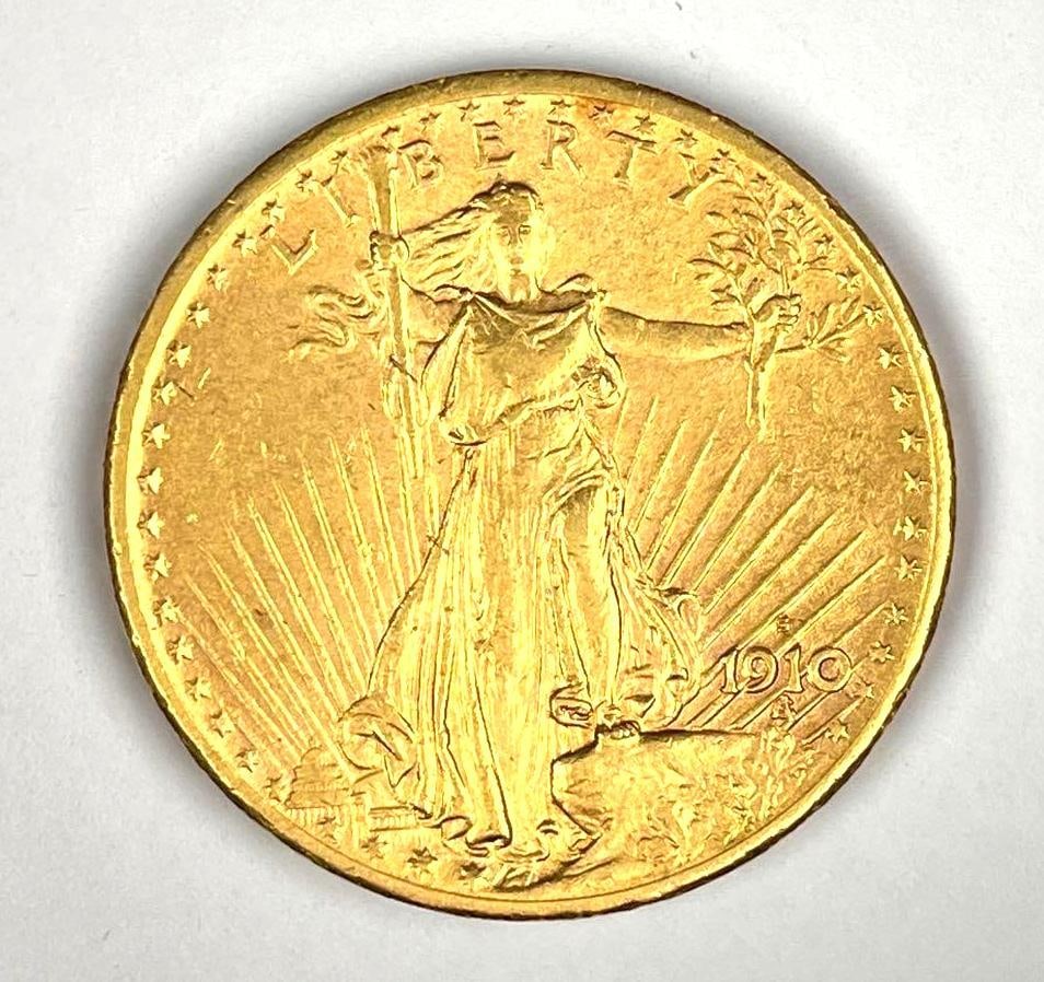 1910 S US St Gaudens Gold Double Eagle Coin: 1910 S US St Gaudens Gold Double Eagle Coin