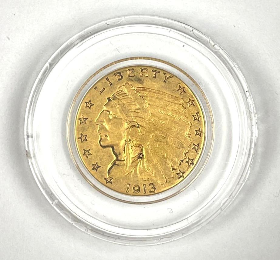 1913 US $2.50 Indian Head Gold Coin: 1913 US $2.50 Indian Head Gold Coin