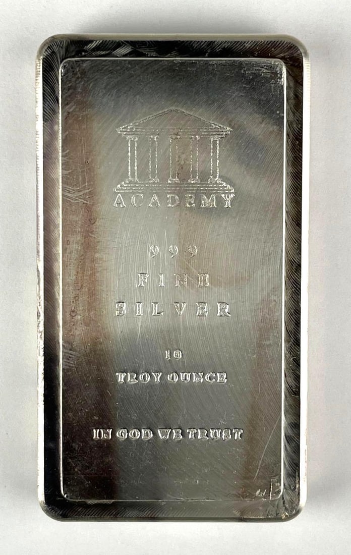 Academy In God We Trust 10 oz 999 Fine Silver Ingot/ Bar (1 of 2)