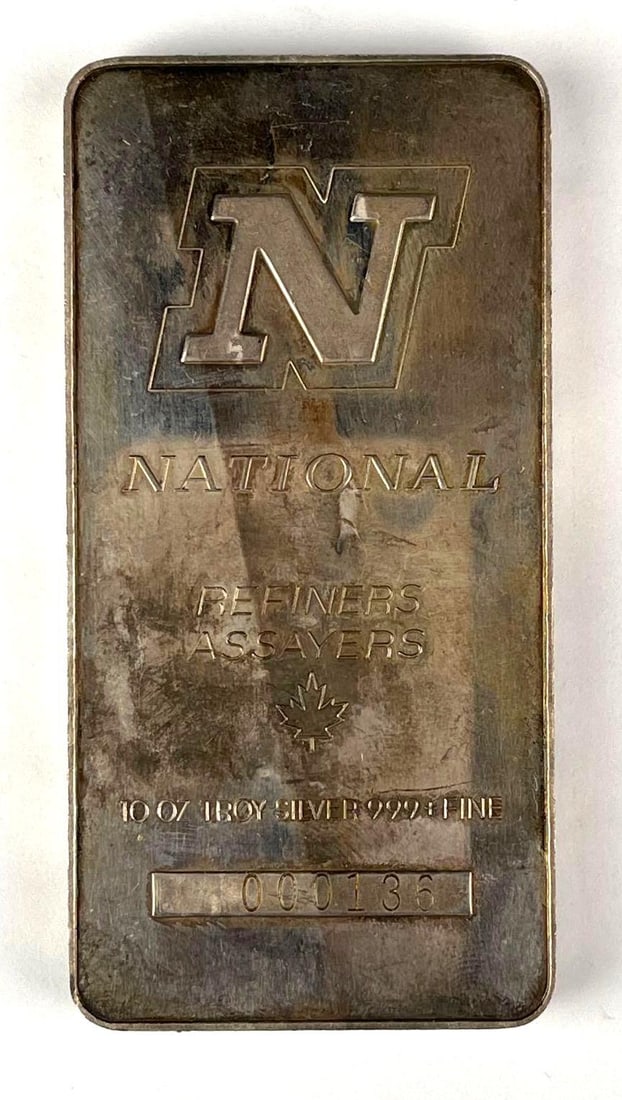 National Maple Leaf 10 oz 999 Fine Silver Ingot/ Bar: National Maple Leaf 10 oz 999 Fine Silver Ingot/ Bar