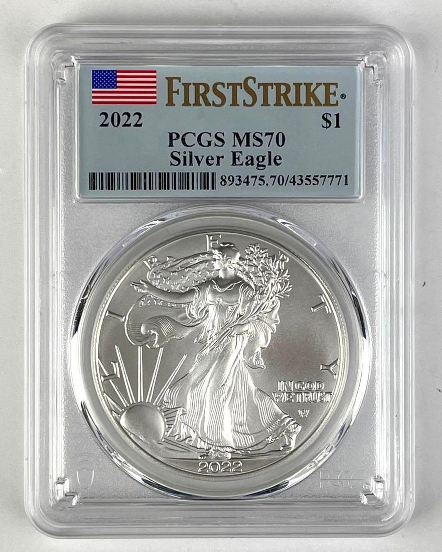 2022 US $1 American Silver Eagle 1 oz .999 Fine Silver PCGS MS70 (1 of 2)