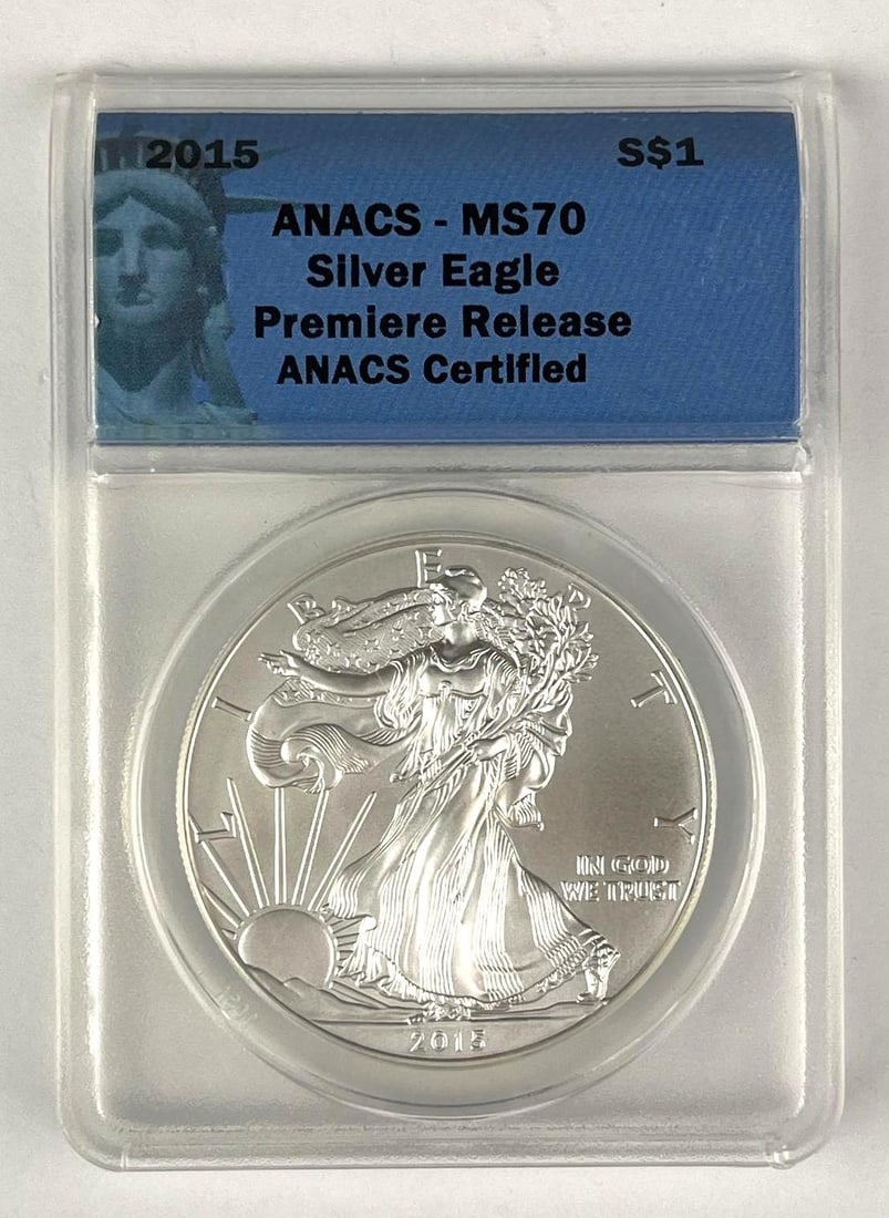 2015 US $1 American Silver Eagle 1 oz .999 Fine Silver ANACS MS70 (1 of 2)