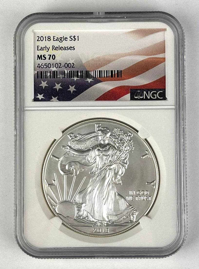 2018 US $1 American Silver Eagle 1 oz .999 Fine Silver NGC MS70 (1 of 2)