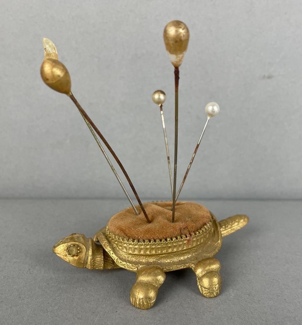 Vintage Gilded Turtle Pin Cushion (1 of 3)