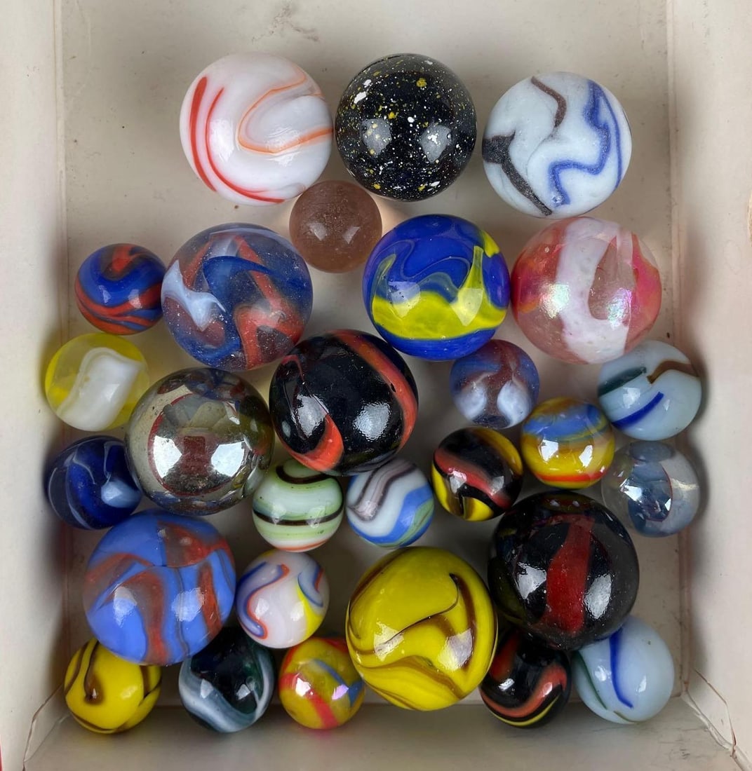 Group of 28 Modern Glass Marbles (1 of 2)