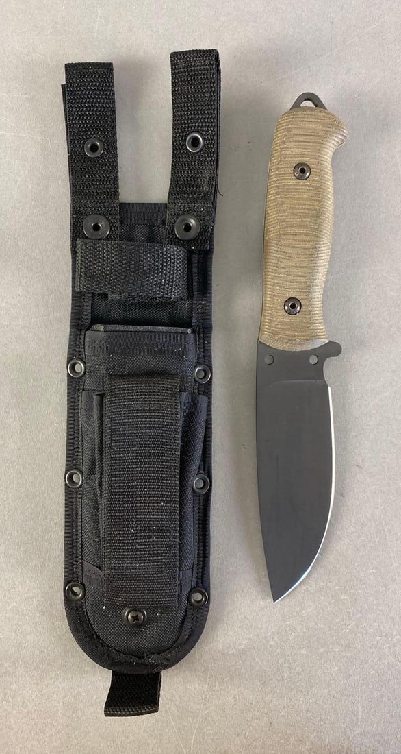 AG Russel Fixed Blade Knife with Nylon Sheath: DM1 Steel, made in USA, measures 10 1/2” In length with a 4 1/2” blade