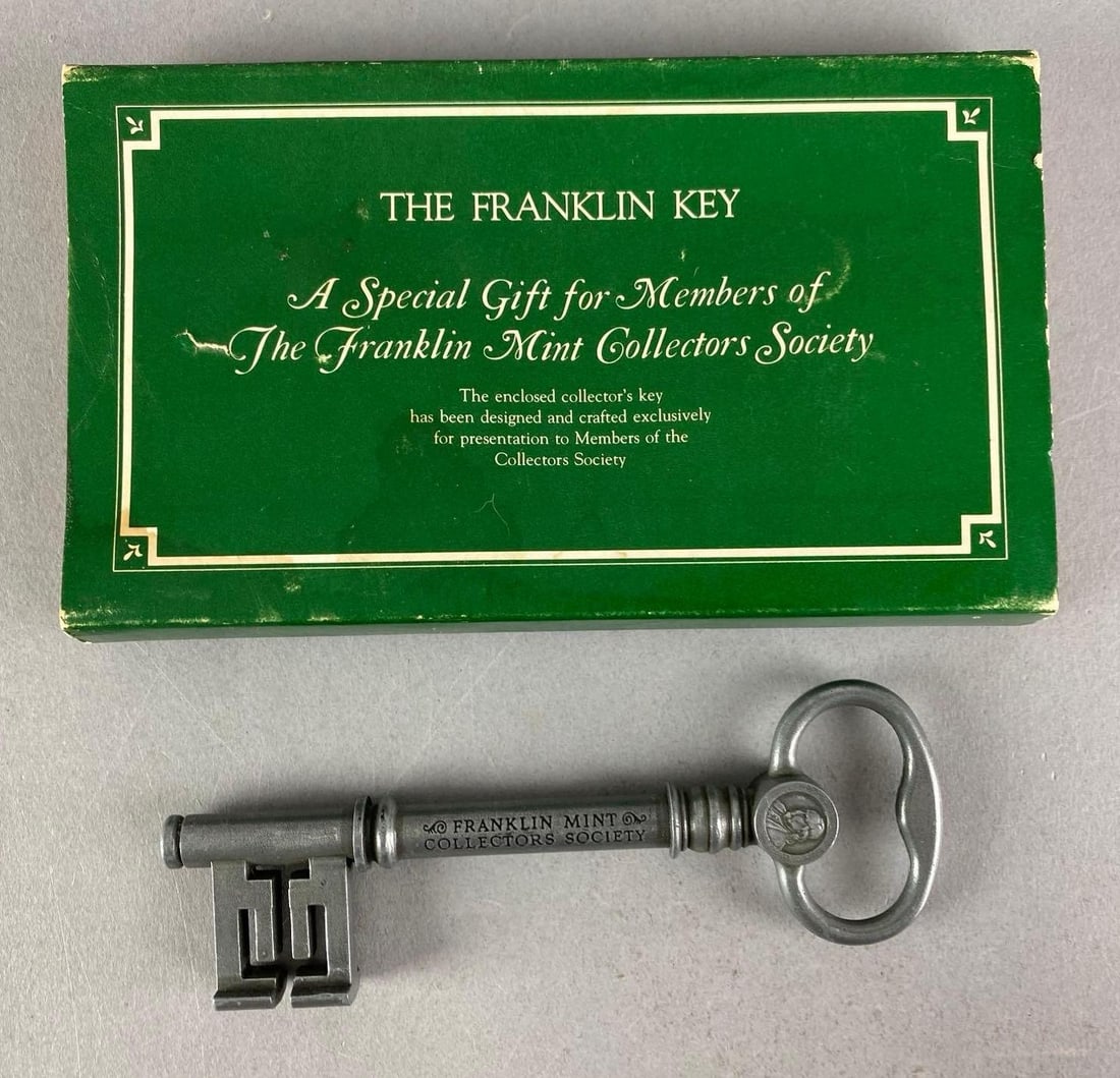 Franklin Mint Collectors Society The Franklin Key: In original box, key measures 5 3/4” in length