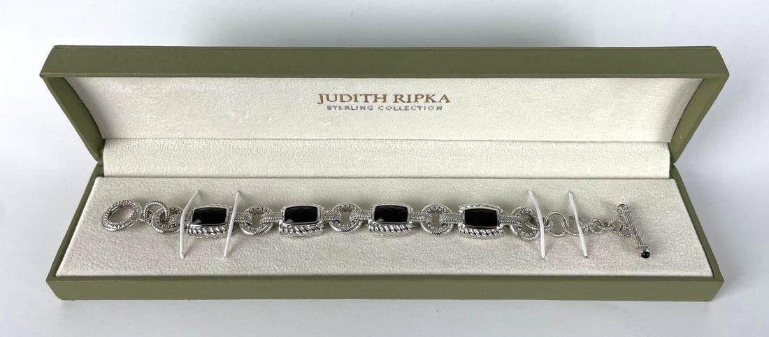 Judith Ripka Sterling Silver and Black Onyx Toggle Bracelet (1 of 2)