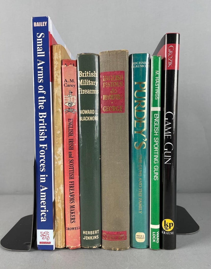 Group of Firearms Hardcover Books: Includes British military firearms, game gun, largest measures 11 1/4" x 8 3/4"