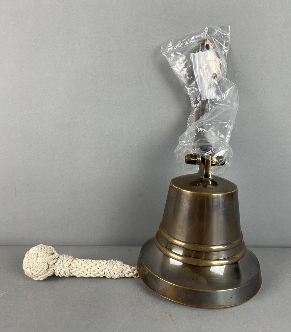 Bronzed Nautical Bell: Like new, sticker says AM India, bell only measures 5" x 5"