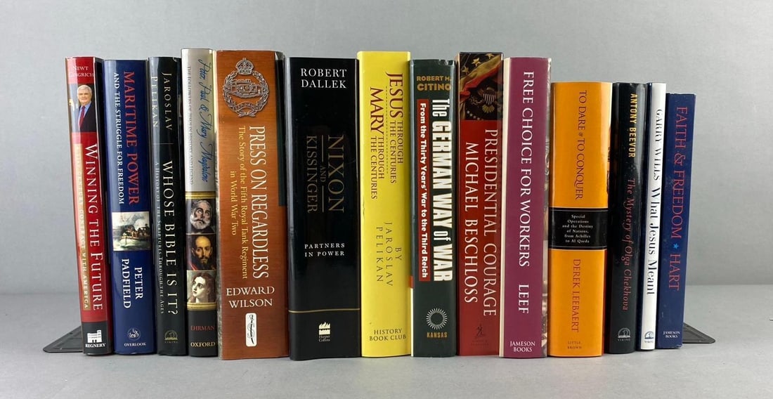 Group of Assorted Political Books and More: Includes Winning the Future, Nixon and Kissinger, and more. Largest book measures L 9 x W 6 inches.