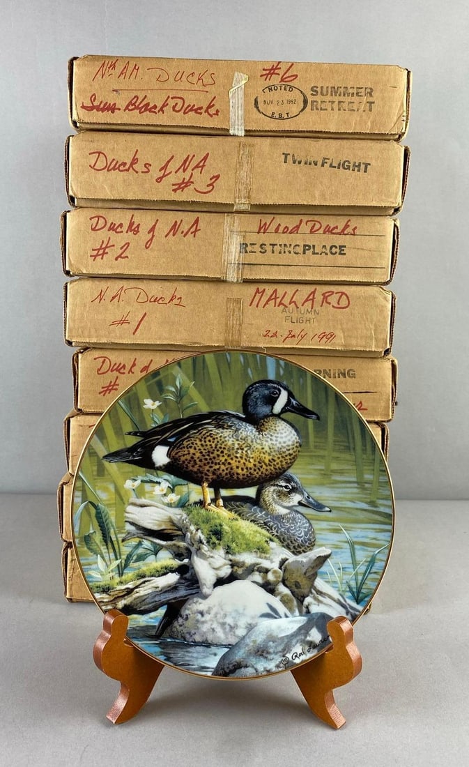 Group of Assorted The Hamilton Collection Duck Plates: Part of the North American Duck Plate Collection. Like new in original packaging. One plate measures 8 1/2 in diameter. Plate stand not included.