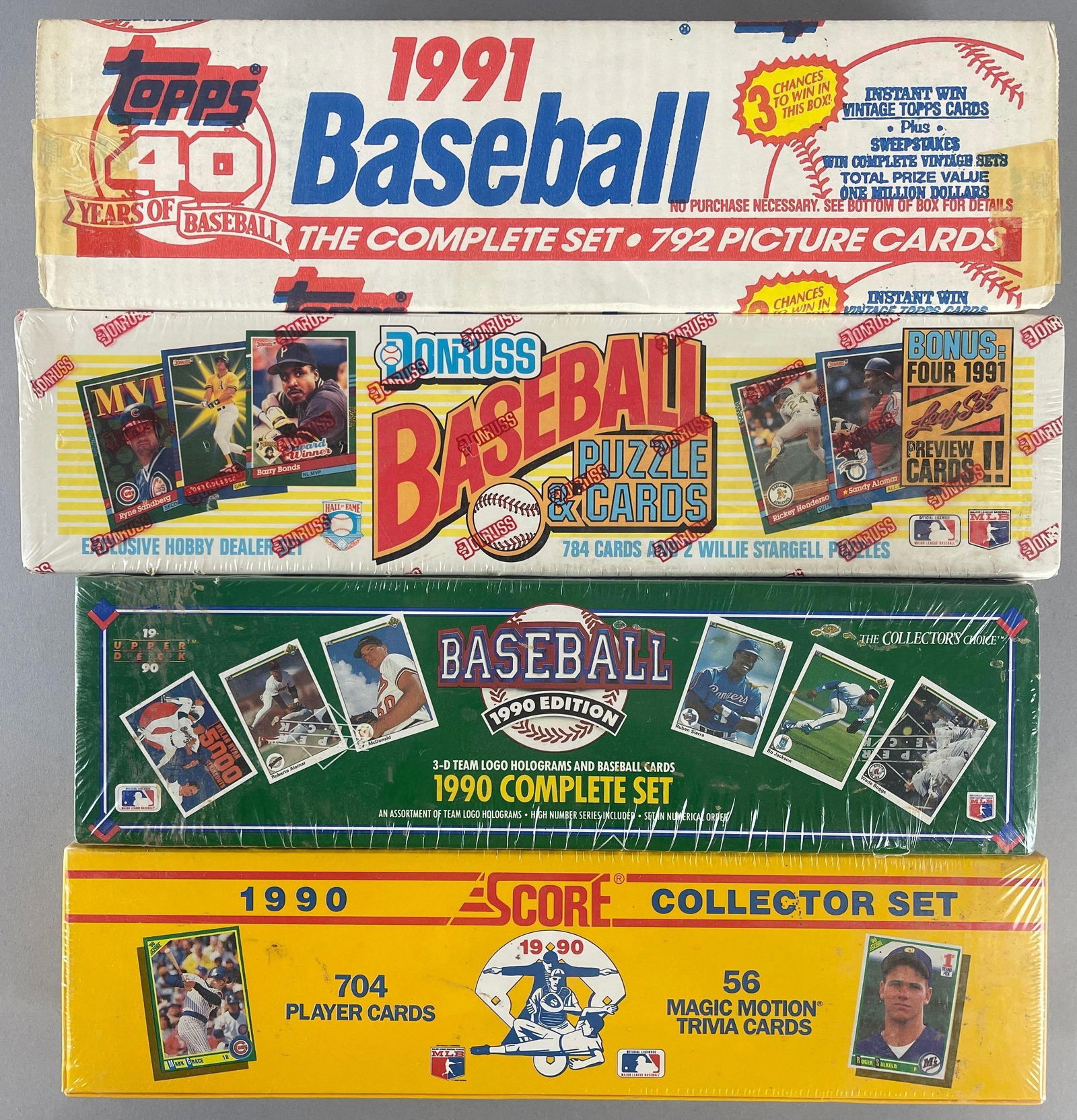 4 - 1990 - 91 Topps, Upper Deck, Score, and Donruss Baseball Factory Sealed Sets: 4 - 1990 - 91 Topps, Upper Deck, Score, and Donruss Baseball Factory Sealed Sets