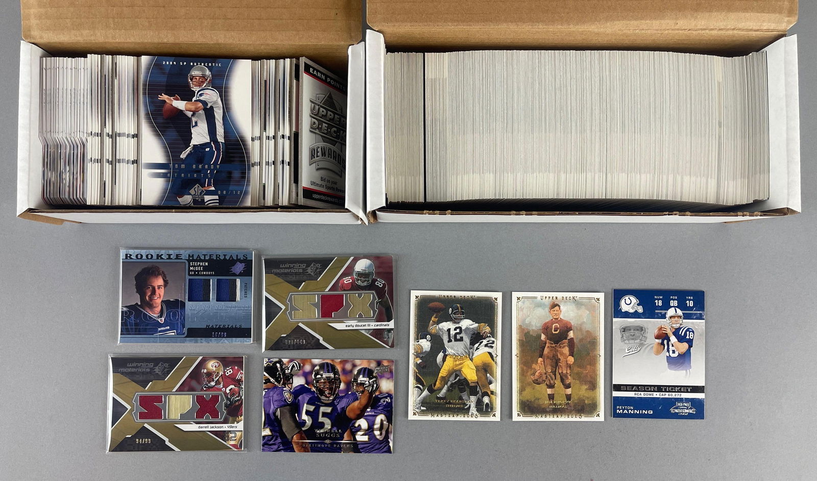2006 - 08 Football Partial Sets with HOF, Stars, and Rookies: Includes Upper Deck SPX, Leaf limited, Playoff Contenders, and More