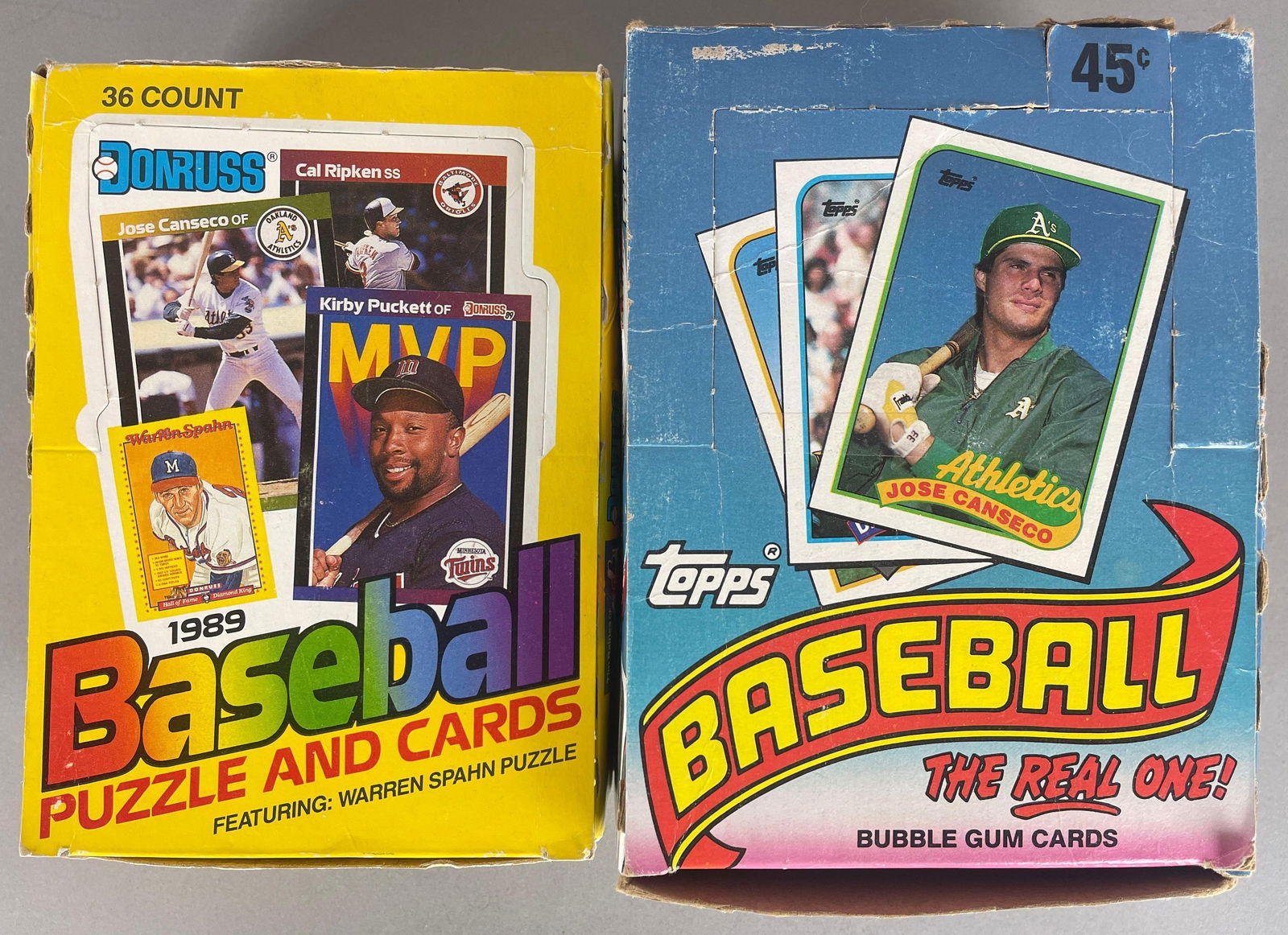 1989 Topps and Donruss Baseball Complete Wax Boxes: 15 - Cards per pack, 36 - Packs per card