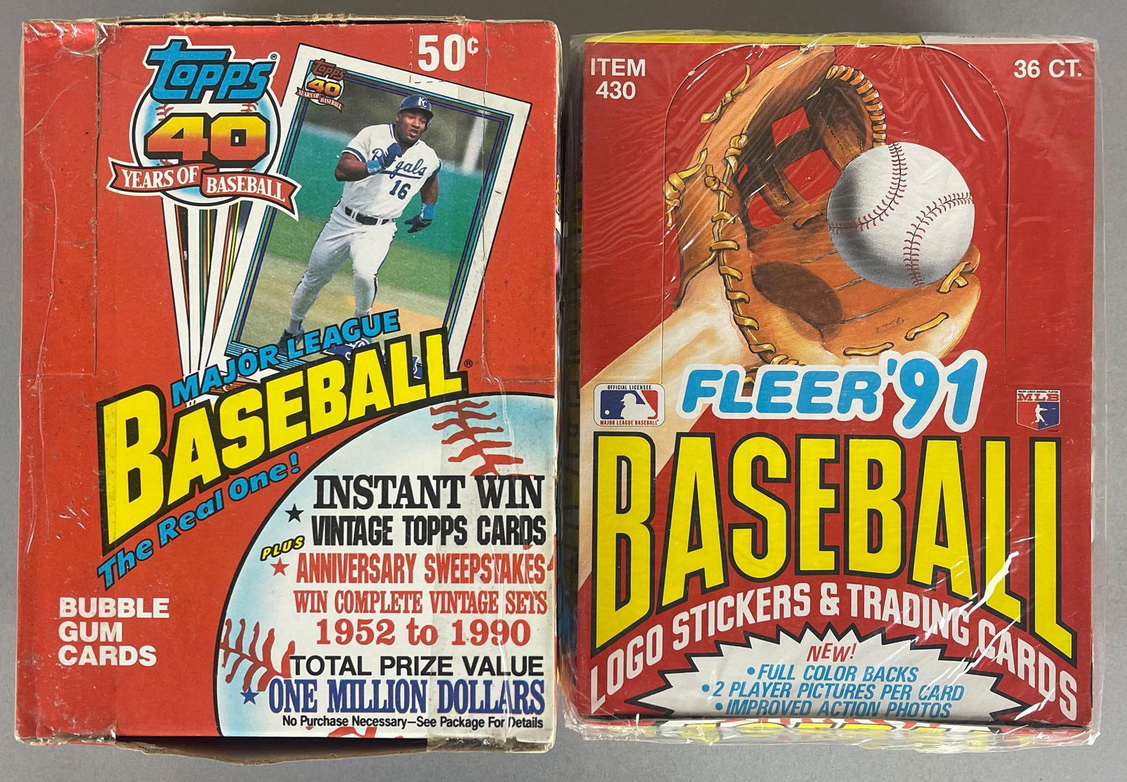 1991 Topps and Fleer Baseball Complete Wax Boxes: 1991 Topps and Fleer Baseball Complete Wax Boxes