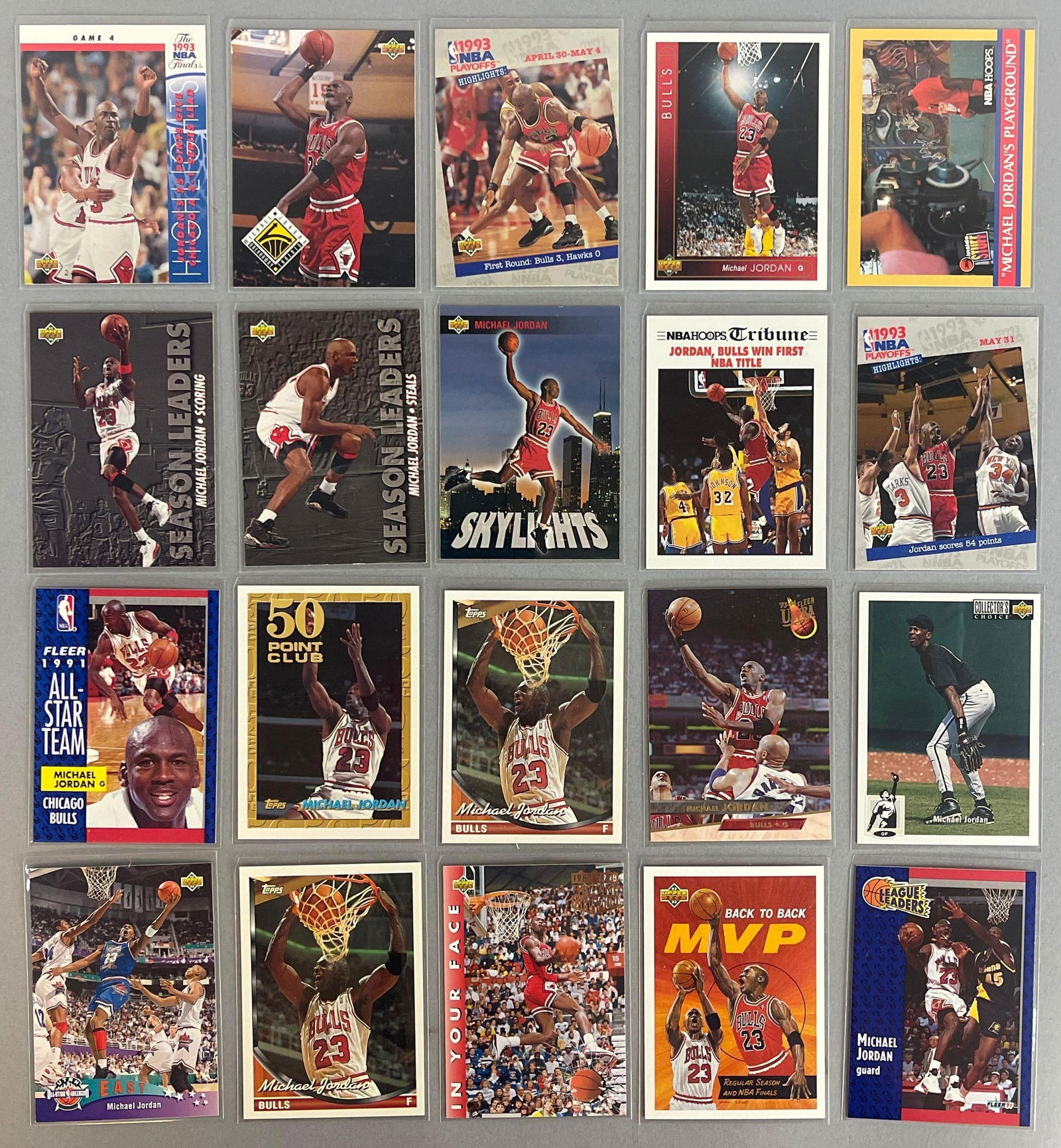 20 - Michael Jordan Cards: 1993 - Upper Deck Skylights #466, 94 - Upper Deck #23, 93 - Upper Deck #23, 90 - Hoops #382, and More