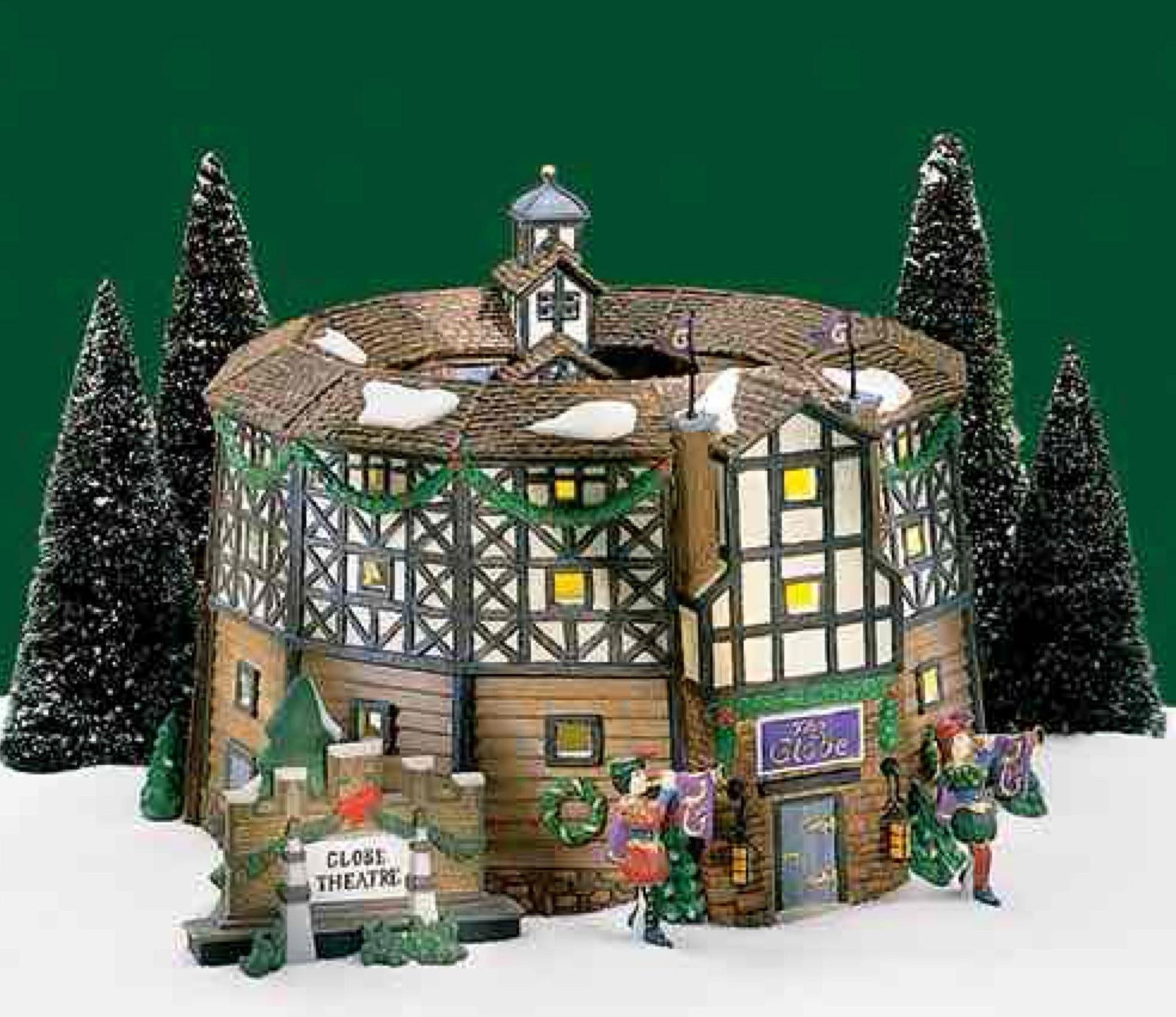 Department 56 HLS The Old Globe Theatre Porcelain Village: Historical landmark series, heritage village collection, dickens Christmas village, in original box, box measures 9 1/4” H x 13 1/2” W x 13” D