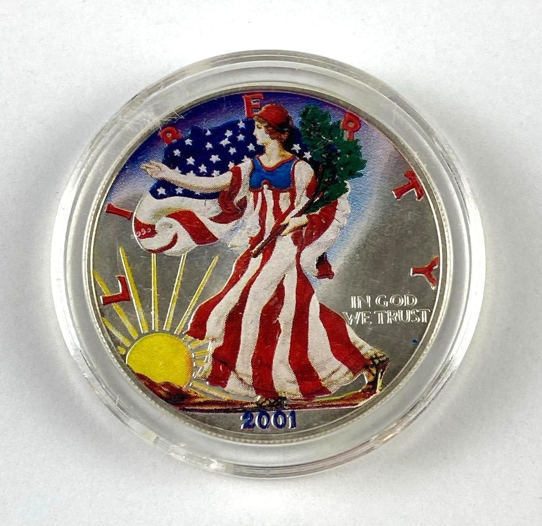 2001 US 1 Oz American Silver Eagle Colorized Round: 2001 US 1 Oz American Silver Eagle Colorized Round