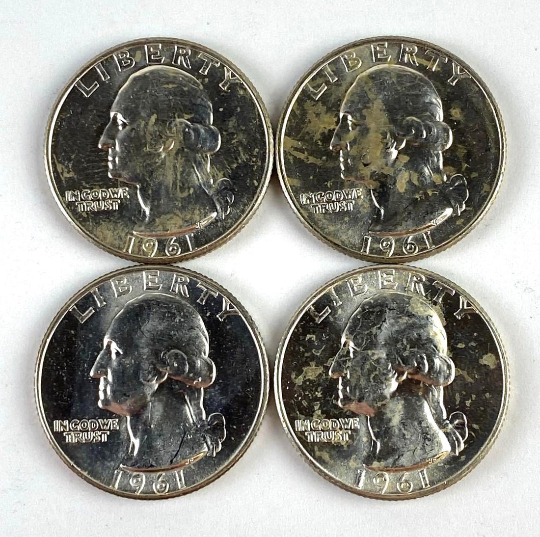 Group of 4 1961 US Washington Silver Quarters (1 of 2)