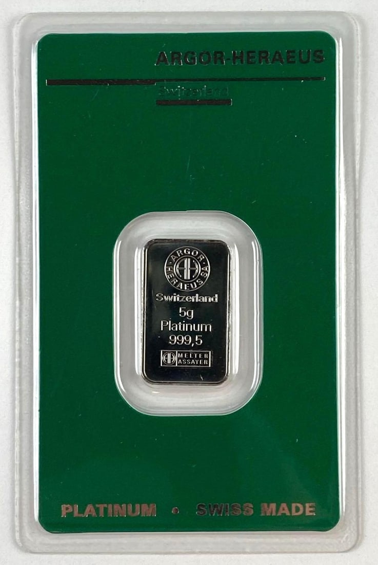 Argor-Heraeus 5g .999 Platinum Swiss Piece: Argor-Heraeus 5g .999 Platinum Swiss Piece