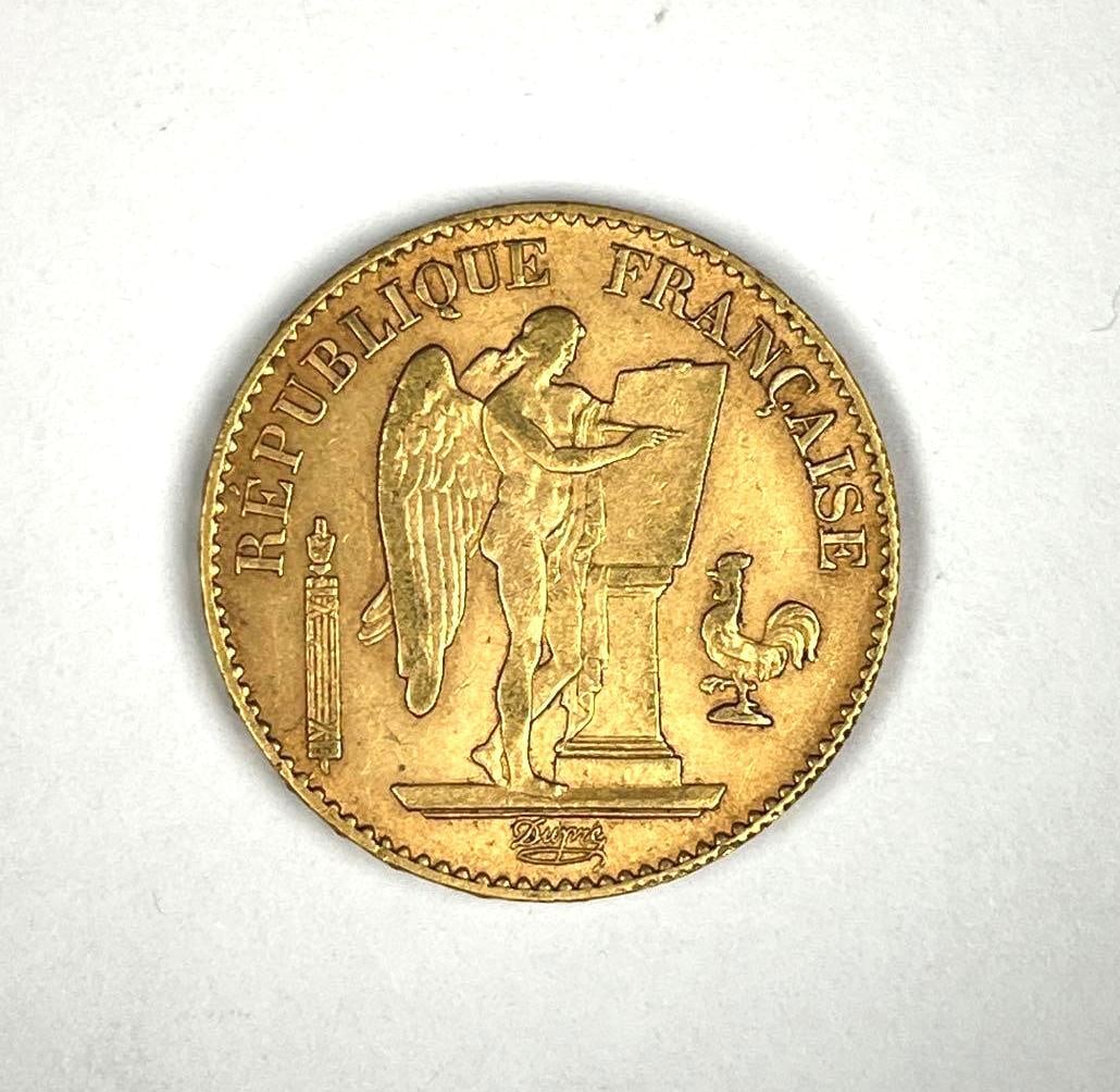 1886 Republique Francaise 20 Francs Lucky Angel Gold Coin: 1886 Republique Francaise 20 Francs Lucky Angel Gold Coin