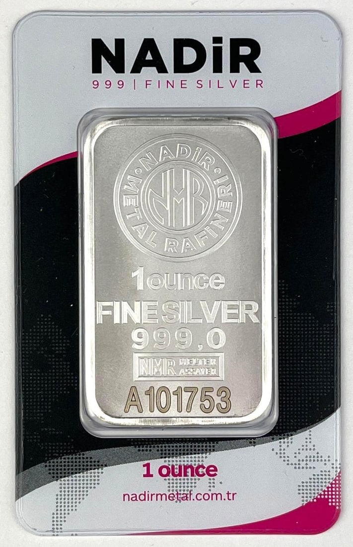 Nadir Metal Rafineri 1 oz 999.0 Fine Silver Ingot/ Bar (1 of 2)