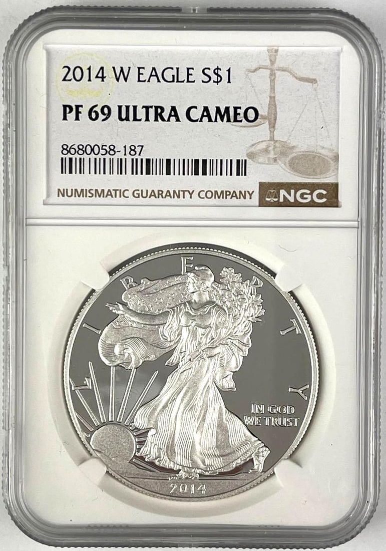 2014 W US $1 American Silver Eagle 1 oz .999 Fine Silver NGC PF69 Ultra Cameo (1 of 2)