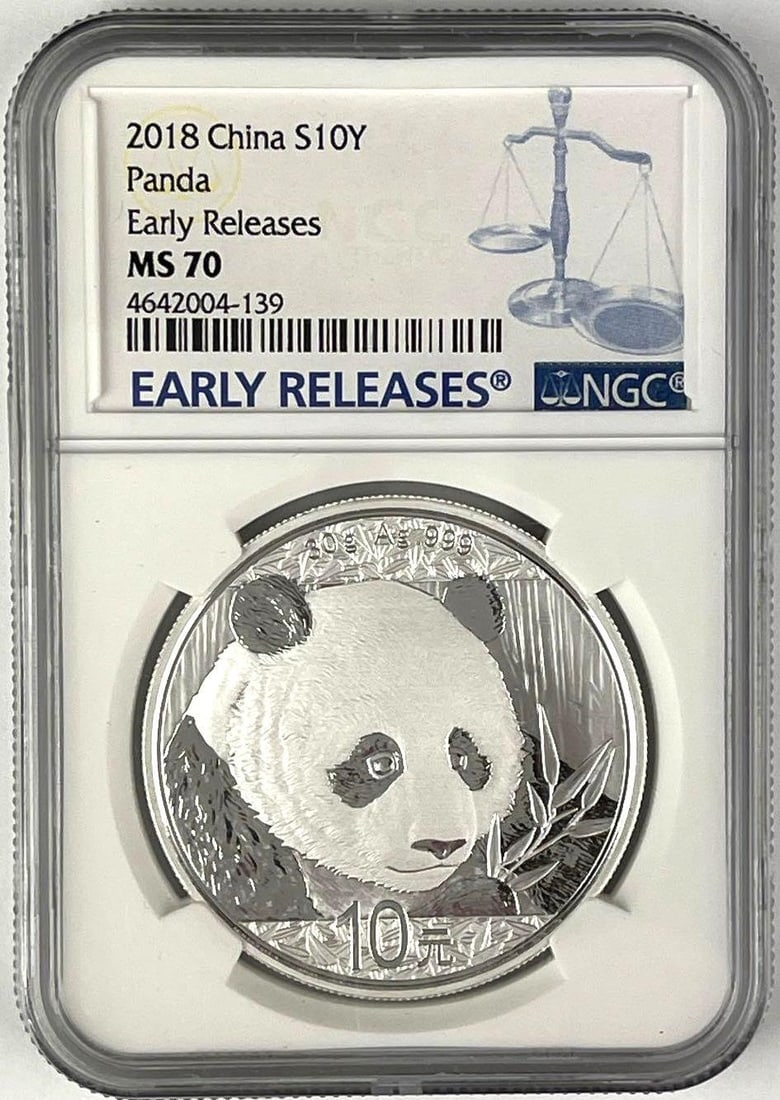 2018 China 10 Yuan Panda 30 Gram .999 Fine Silver NGC MS70: Early Releases