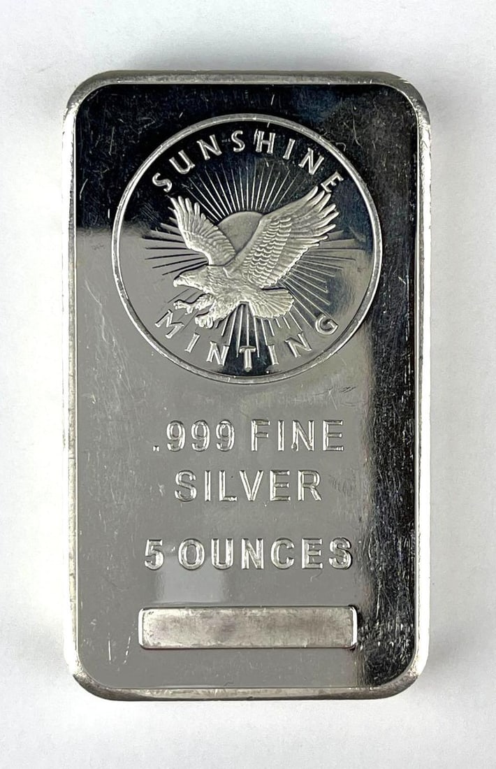 Sunshine Minting Eagle 5 oz .999 Fine Silver Ingot/ Bar: Sunshine Minting Eagle 5 oz .999 Fine Silver Ingot/ Bar